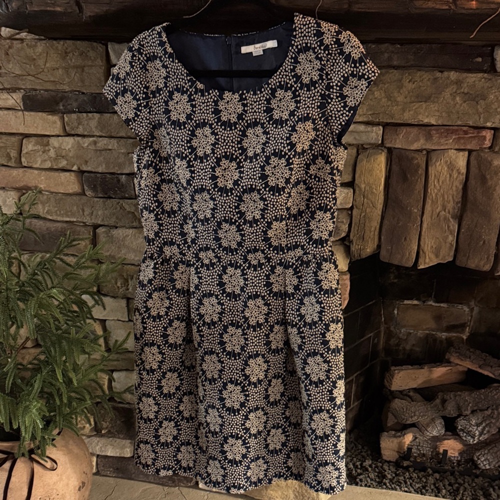 Boden Navy and Cream Floral Mini Dress